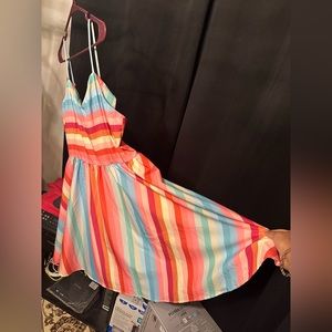 Unbranded rainbow dress in nylon XL feels like heavy windbreaker material